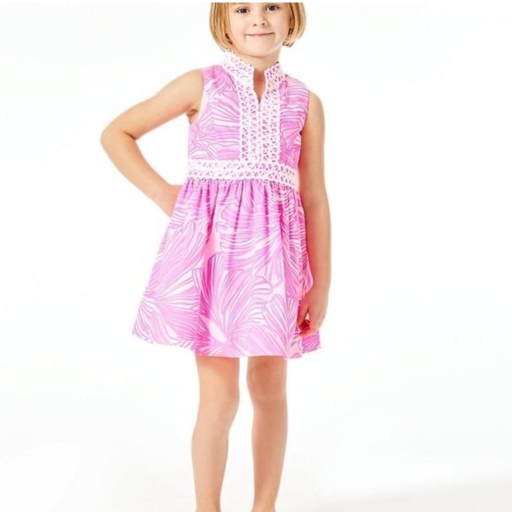 Lilly Pulitzer Girl's Mini Franci Prosecco Pink Fronds Place Dress